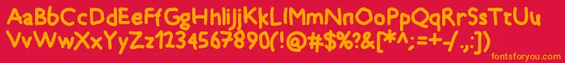 フォントTimkid – 赤い背景にオレンジの文字