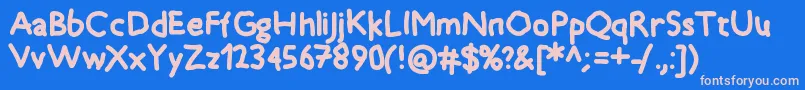 Timkid Font – Pink Fonts on Blue Background