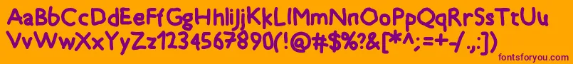 Timkid Font – Purple Fonts on Orange Background