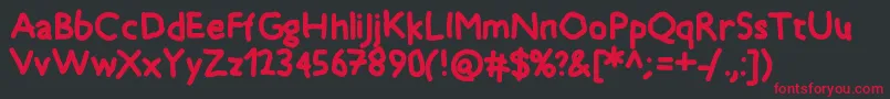 フォントTimkid – 黒い背景に赤い文字