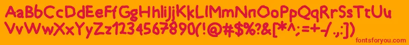 Timkid-Schriftart – Rote Schriften auf orangefarbenem Hintergrund