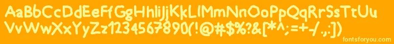 Timkid Font – Yellow Fonts on Orange Background