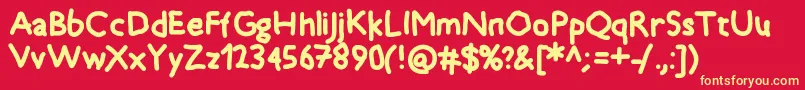 Timkid Font – Yellow Fonts on Red Background