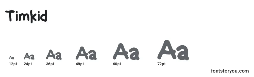 Timkid Font Sizes