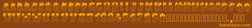 Pwchristmascandies-Schriftart – Orangefarbene Schriften auf braunem Hintergrund