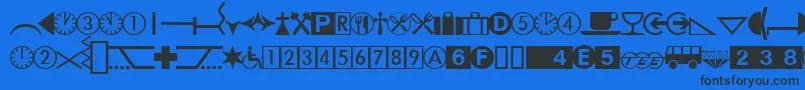 DatasymhdbNormal Font – Black Fonts on Blue Background