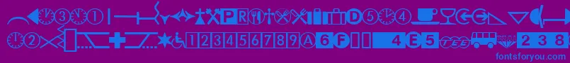 DatasymhdbNormal-Schriftart – Blaue Schriften auf violettem Hintergrund