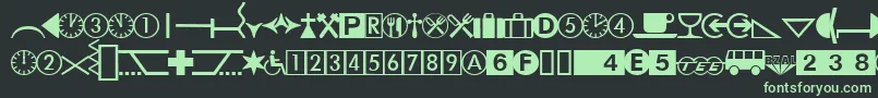 DatasymhdbNormal-fontti – vihreät fontit mustalla taustalla
