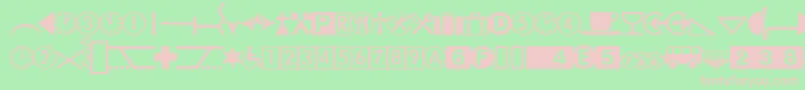 DatasymhdbNormal-fontti – vaaleanpunaiset fontit vihreällä taustalla