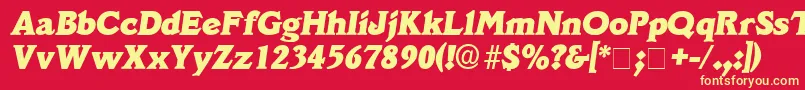 Fonte DecusSsiItalic – fontes amarelas em um fundo vermelho
