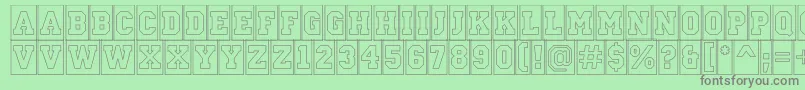 ACampuscmotlBold-Schriftart – Graue Schriften auf grünem Hintergrund