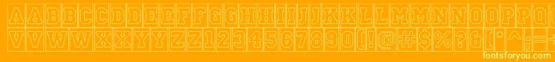 Fonte ACampuscmotlBold – fontes amarelas em um fundo laranja
