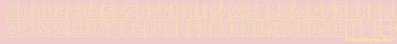 ACampuscmotlBold-Schriftart – Gelbe Schriften auf rosa Hintergrund