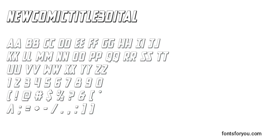 A fonte Newcomictitle3Dital – alfabeto, números, caracteres especiais