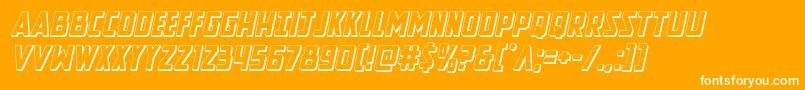 Newcomictitle3Dital-Schriftart – Weiße Schriften auf orangefarbenem Hintergrund