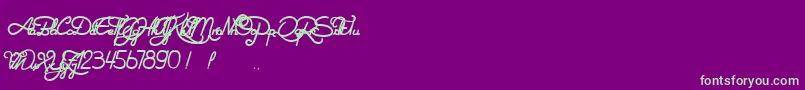 フォントNotOnlyTheQuake – 紫の背景に緑のフォント