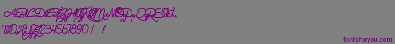 フォントNotOnlyTheQuake – 紫色のフォント、灰色の背景