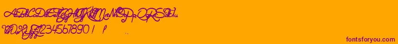 NotOnlyTheQuake-Schriftart – Violette Schriften auf orangefarbenem Hintergrund