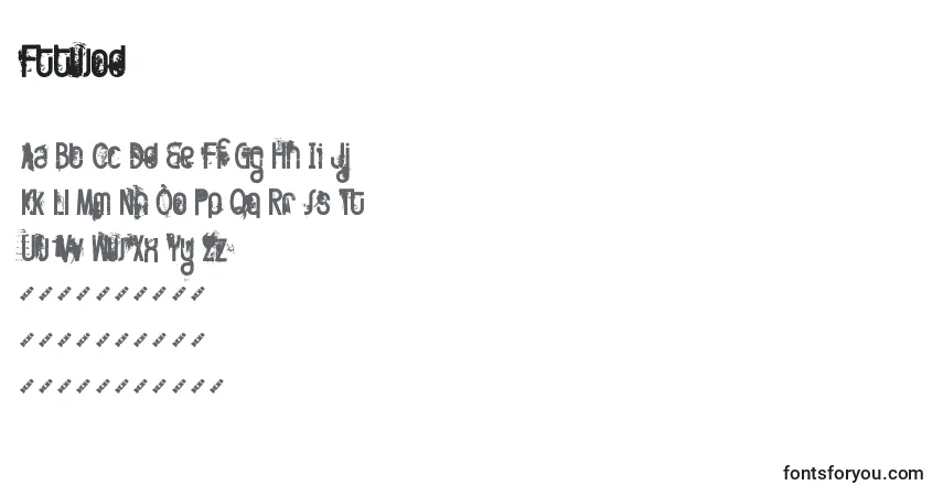 Czcionka Fttwod – alfabet, cyfry, specjalne znaki