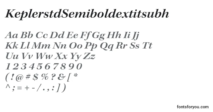 Czcionka KeplerstdSemiboldextitsubh – alfabet, cyfry, specjalne znaki