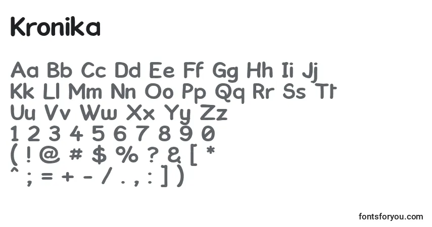 Fuente Kronika - alfabeto, números, caracteres especiales