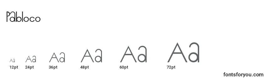 Pabloco Font Sizes