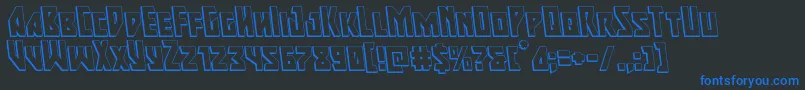 Majorforce3Dleft-Schriftart – Blaue Schriften auf schwarzem Hintergrund