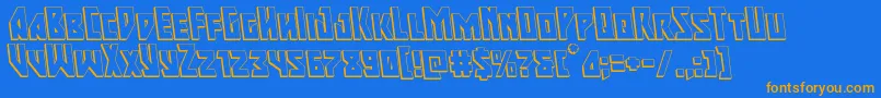 Majorforce3Dleft Font – Orange Fonts on Blue Background