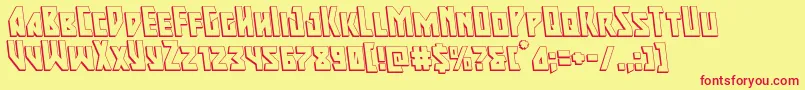 Majorforce3Dleft Font – Red Fonts on Yellow Background