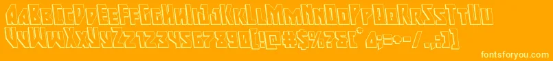 Majorforce3Dleft-Schriftart – Gelbe Schriften auf orangefarbenem Hintergrund