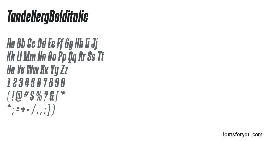 A fonte TandellergBolditalic – alfabeto, números, caracteres especiais