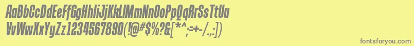 TandellergBolditalic-fontti – harmaat kirjasimet keltaisella taustalla