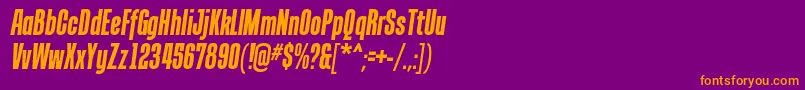 TandellergBolditalic-Schriftart – Orangefarbene Schriften auf violettem Hintergrund
