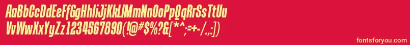 TandellergBolditalic-fontti – keltaiset fontit punaisella taustalla