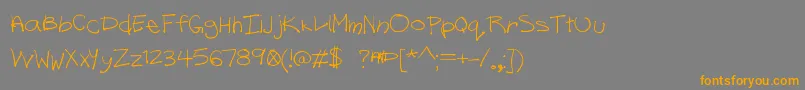 フォントLazyRiza – オレンジの文字は灰色の背景にあります。