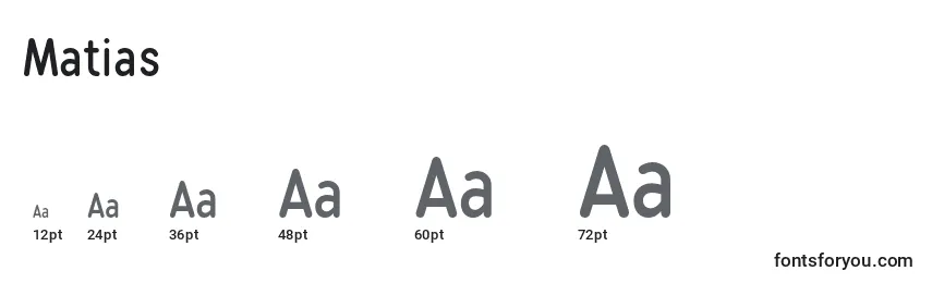 Размеры шрифта Matias (116643)