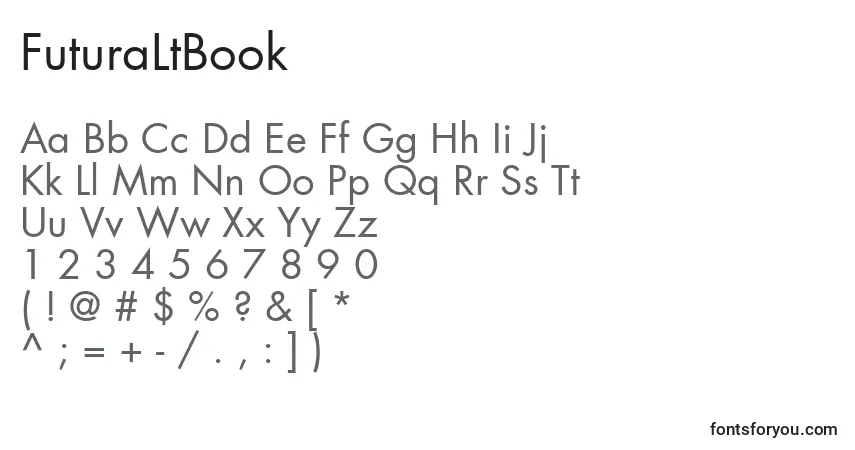 Czcionka FuturaLtBook – alfabet, cyfry, specjalne znaki