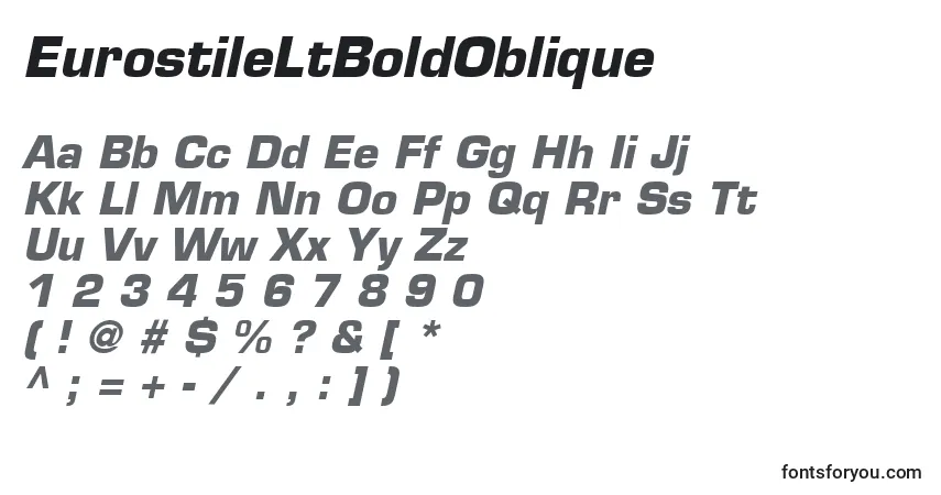 Fuente EurostileLtBoldOblique - alfabeto, números, caracteres especiales