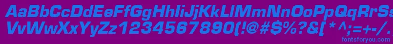 EurostileLtBoldOblique-Schriftart – Blaue Schriften auf violettem Hintergrund