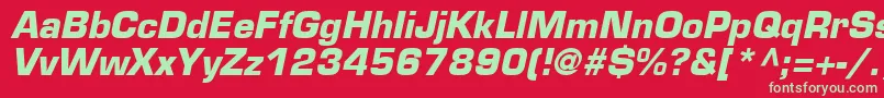 フォントEurostileLtBoldOblique – 赤い背景に緑の文字