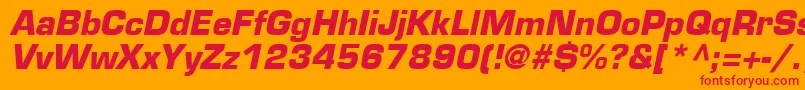 EurostileLtBoldOblique Font – Red Fonts on Orange Background