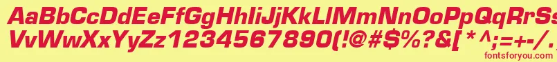 EurostileLtBoldOblique Font – Red Fonts on Yellow Background