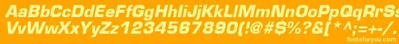EurostileLtBoldOblique Font – Yellow Fonts on Orange Background