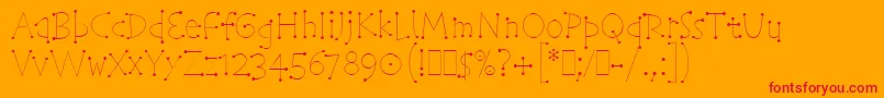 TelegramLetPlain.1.0-Schriftart – Rote Schriften auf orangefarbenem Hintergrund