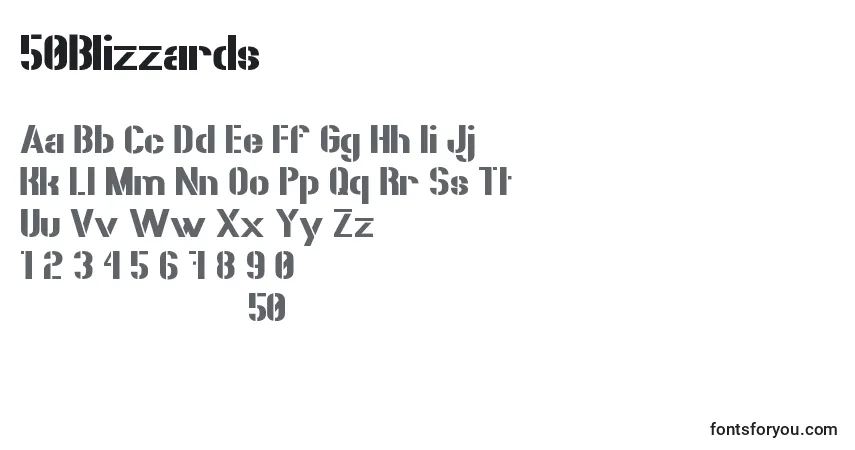 Шрифт 50Blizzards – алфавит, цифры, специальные символы