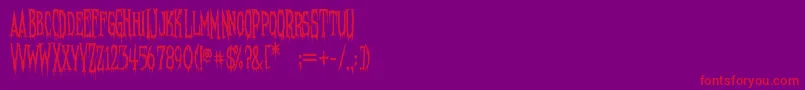 NeedleteethSpooky-Schriftart – Rote Schriften auf violettem Hintergrund