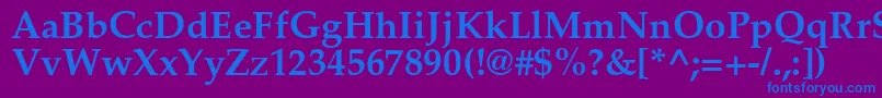 フォントPalladiumcBold – 紫色の背景に青い文字