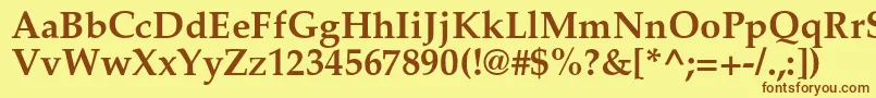 フォントPalladiumcBold – 茶色の文字が黄色の背景にあります。