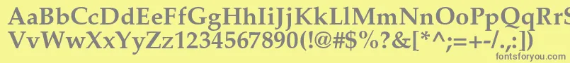 フォントPalladiumcBold – 黄色の背景に灰色の文字