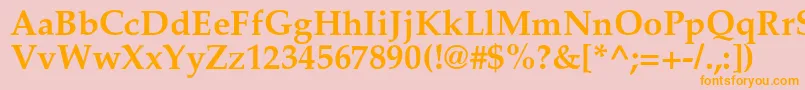 フォントPalladiumcBold – オレンジの文字がピンクの背景にあります。